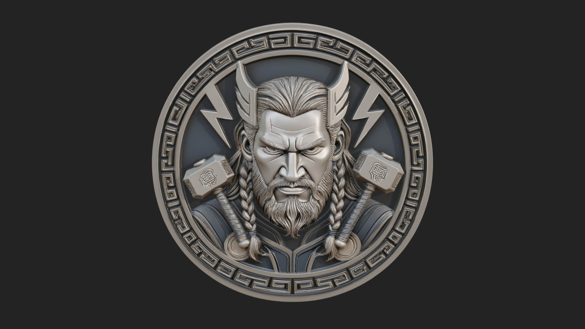 Thunder God Oval Relief Plaque Design 3 3D Print Model 3D Model