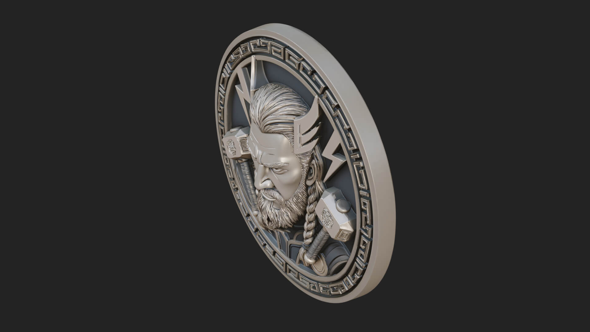 Thunder God Oval Relief Plaque Design 3 3D Print Model 3D Model