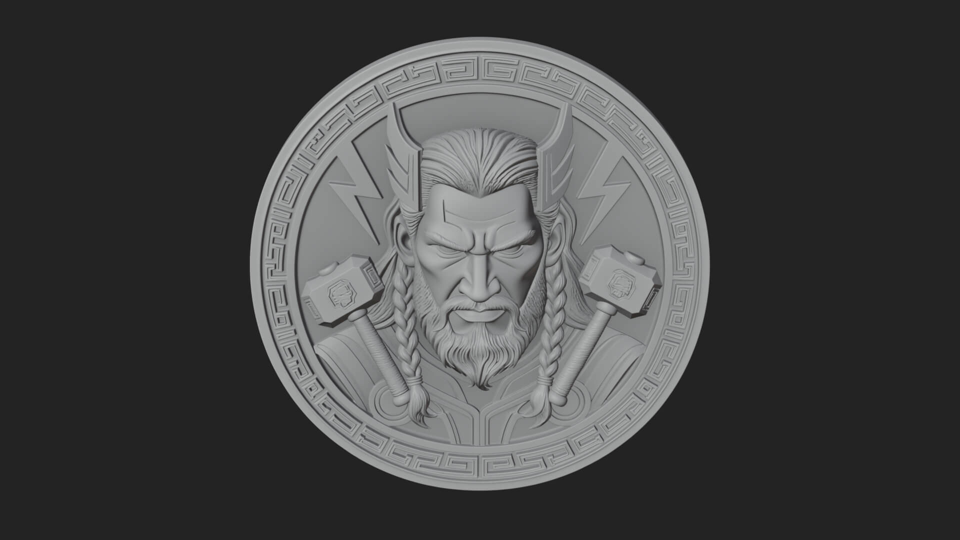Thunder God Oval Relief Plaque Design 3 3D Print Model 3D Model