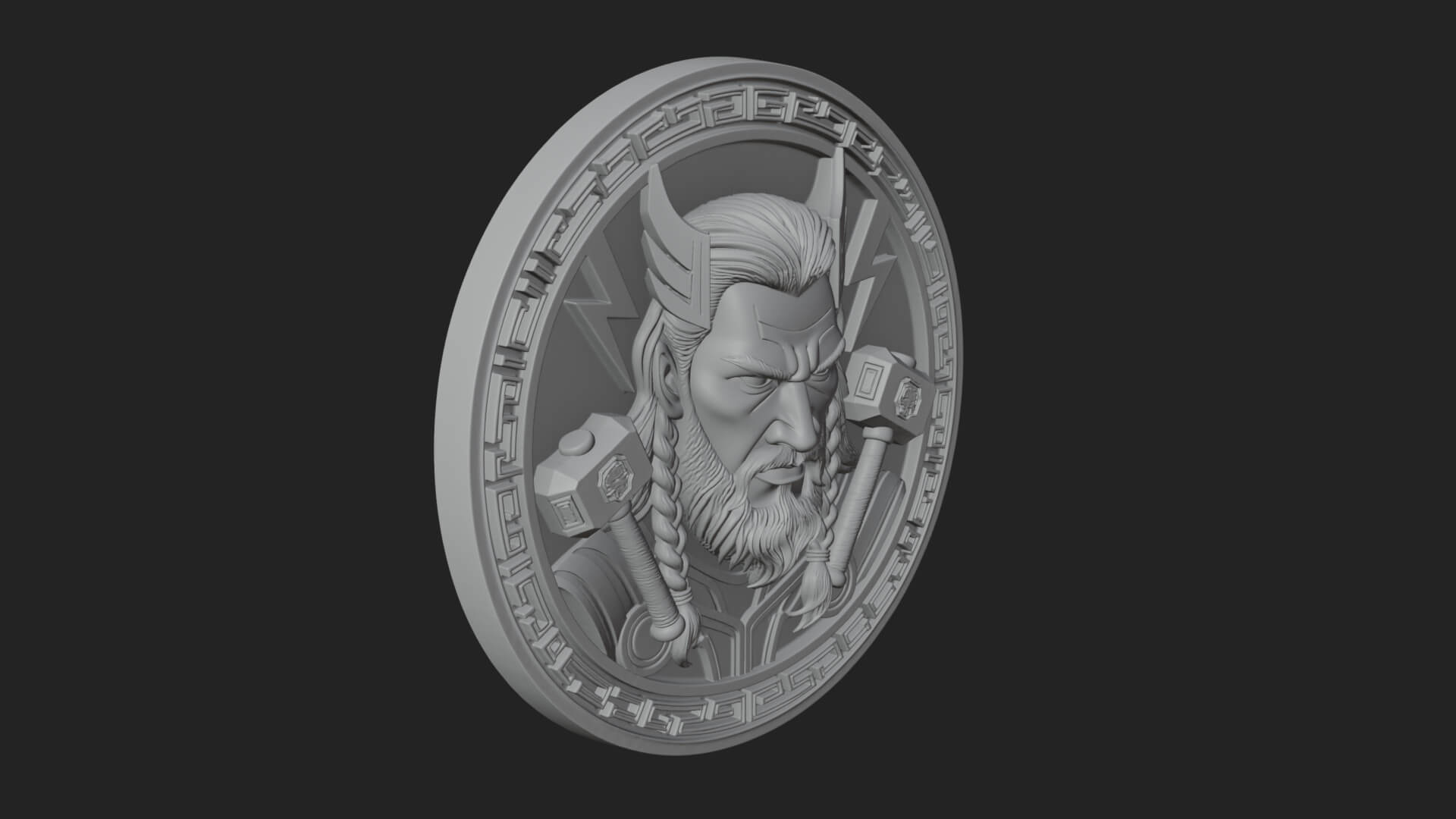 Thunder God Oval Relief Plaque Design 3 3D Print Model 3D Model