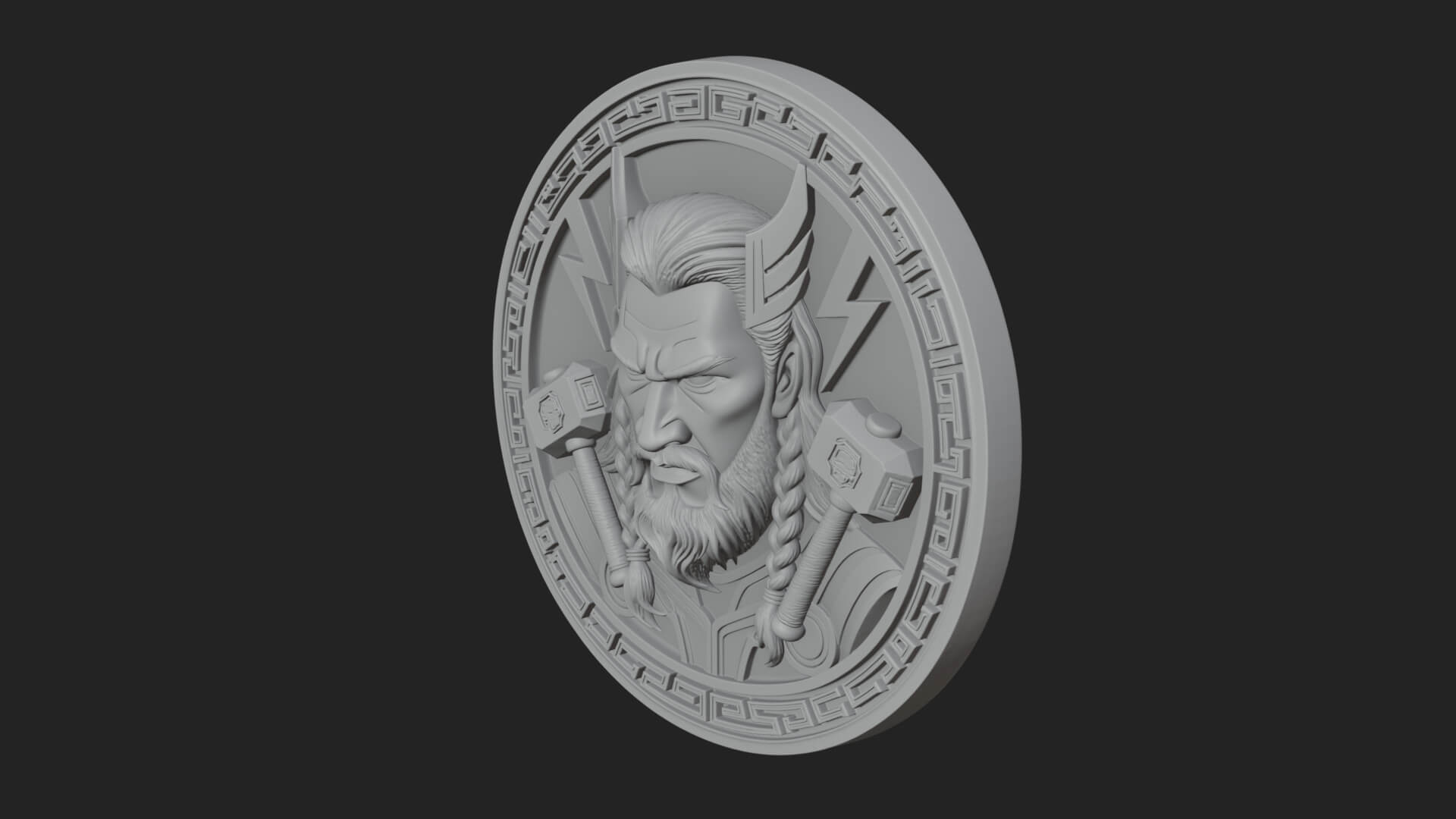 Thunder God Oval Relief Plaque Design 3 3D Print Model 3D Model