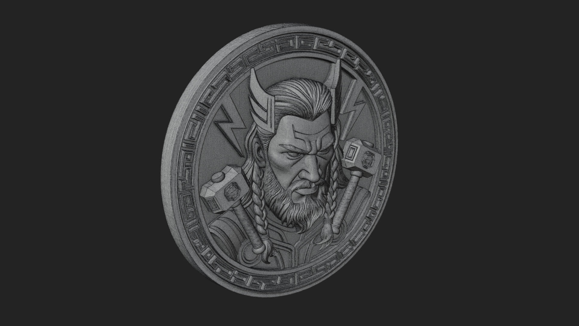 Thunder God Oval Relief Plaque Design 3 3D Print Model 3D Model