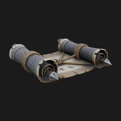 Tied Paper Scroll Model Design 2 3D Print Model