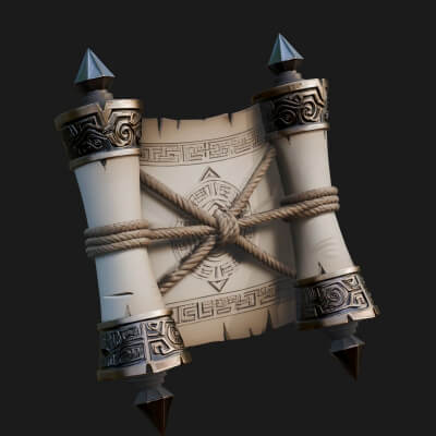 Tied Paper Scroll Model Design 3 3D Print Model