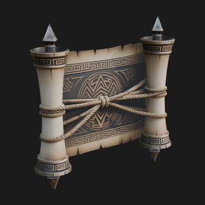 Tied Paper Scroll Model Design 4 3D Print Model