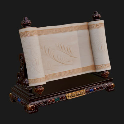 Tied Paper Scroll Model Design 5 3D Print Model