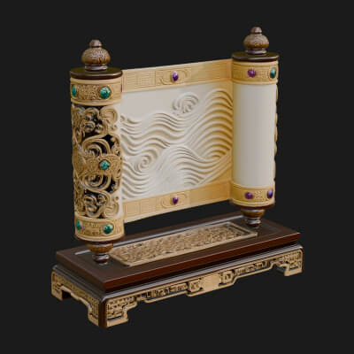 Tied Paper Scroll Model Design 6 3D Print Model