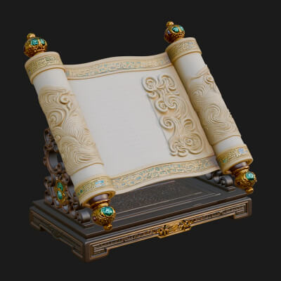 Tied Paper Scroll Model Design 8 3D Print Model