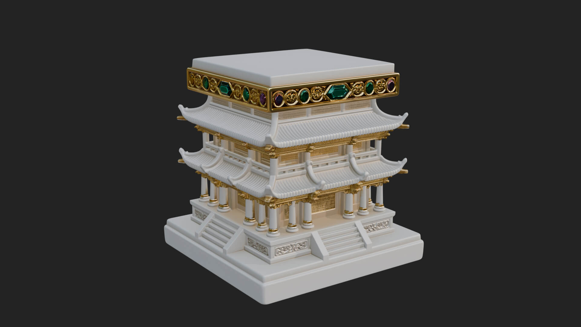 Tiered Pagoda Hall Temple Design 1 3D Print Model 3D Model