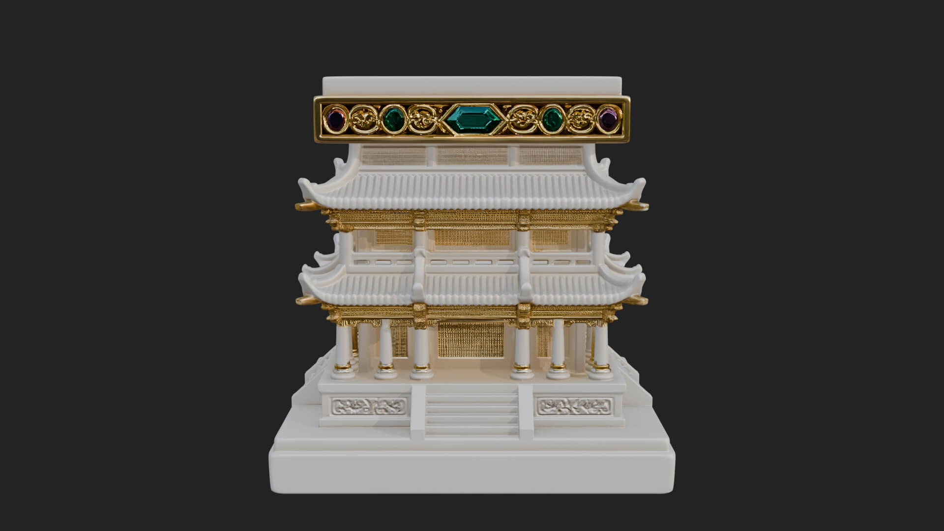 Tiered Pagoda Hall Temple Design 1 3D Print Model 3D Model