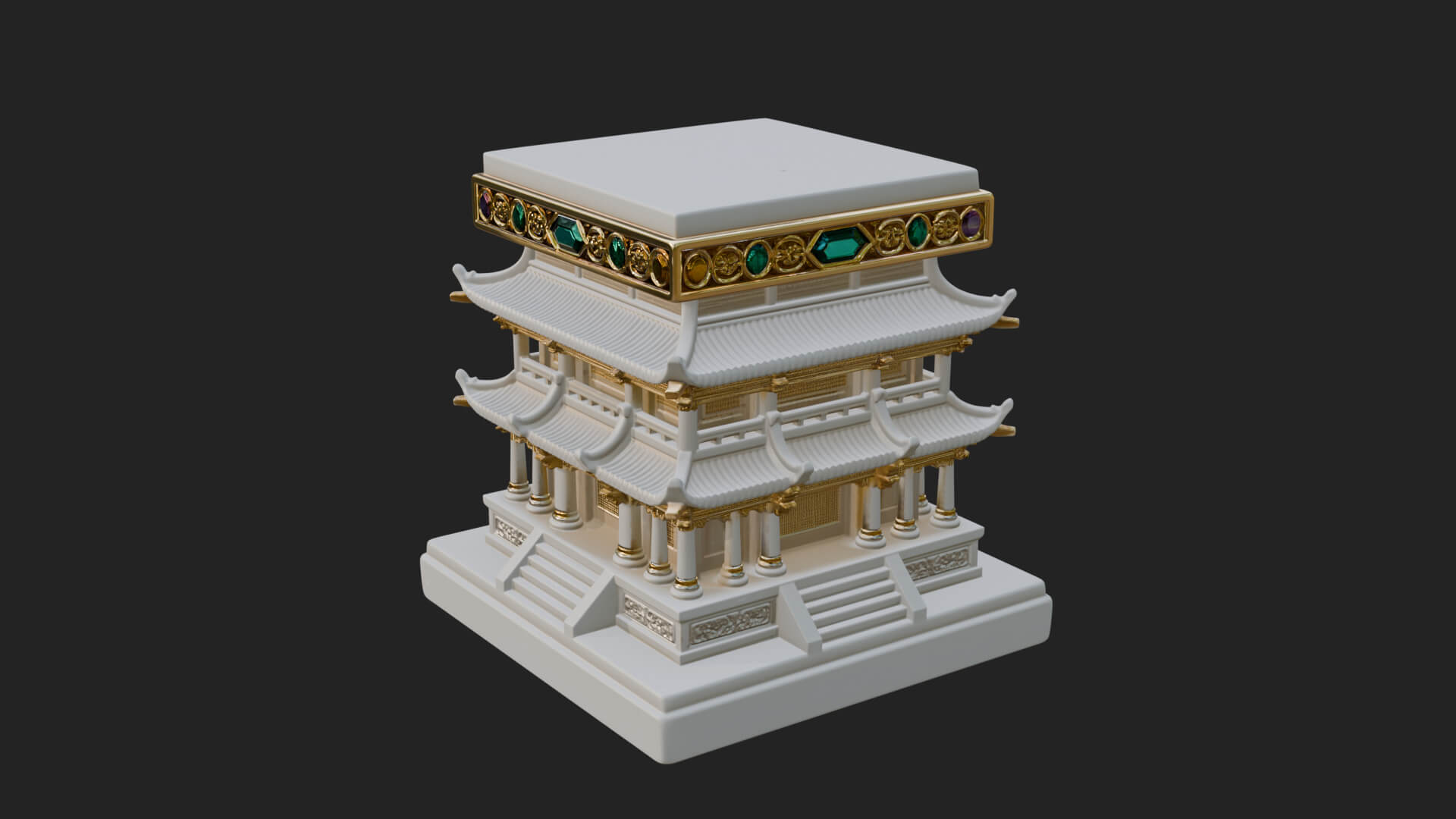 Tiered Pagoda Hall Temple Design 1 3D Print Model 3D Model
