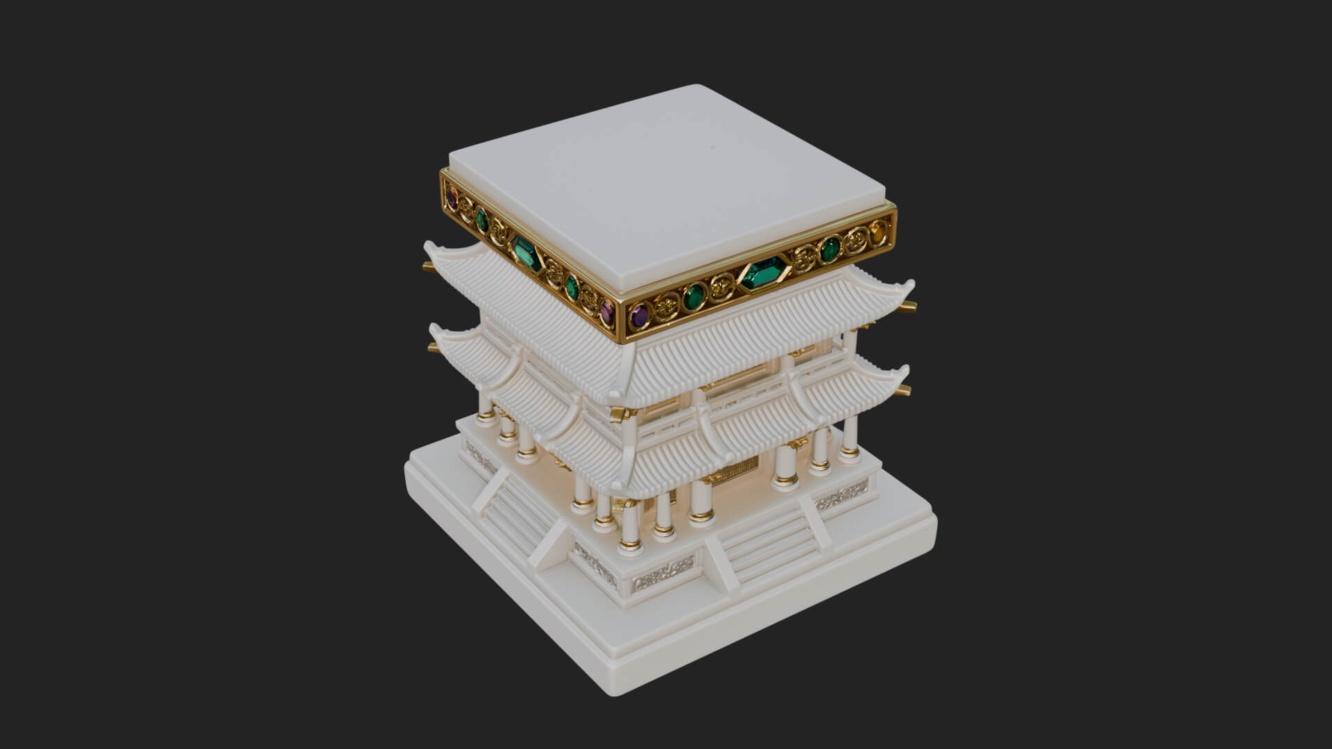 Tiered Pagoda Hall Temple Design 1 3D Print Model 3D Model