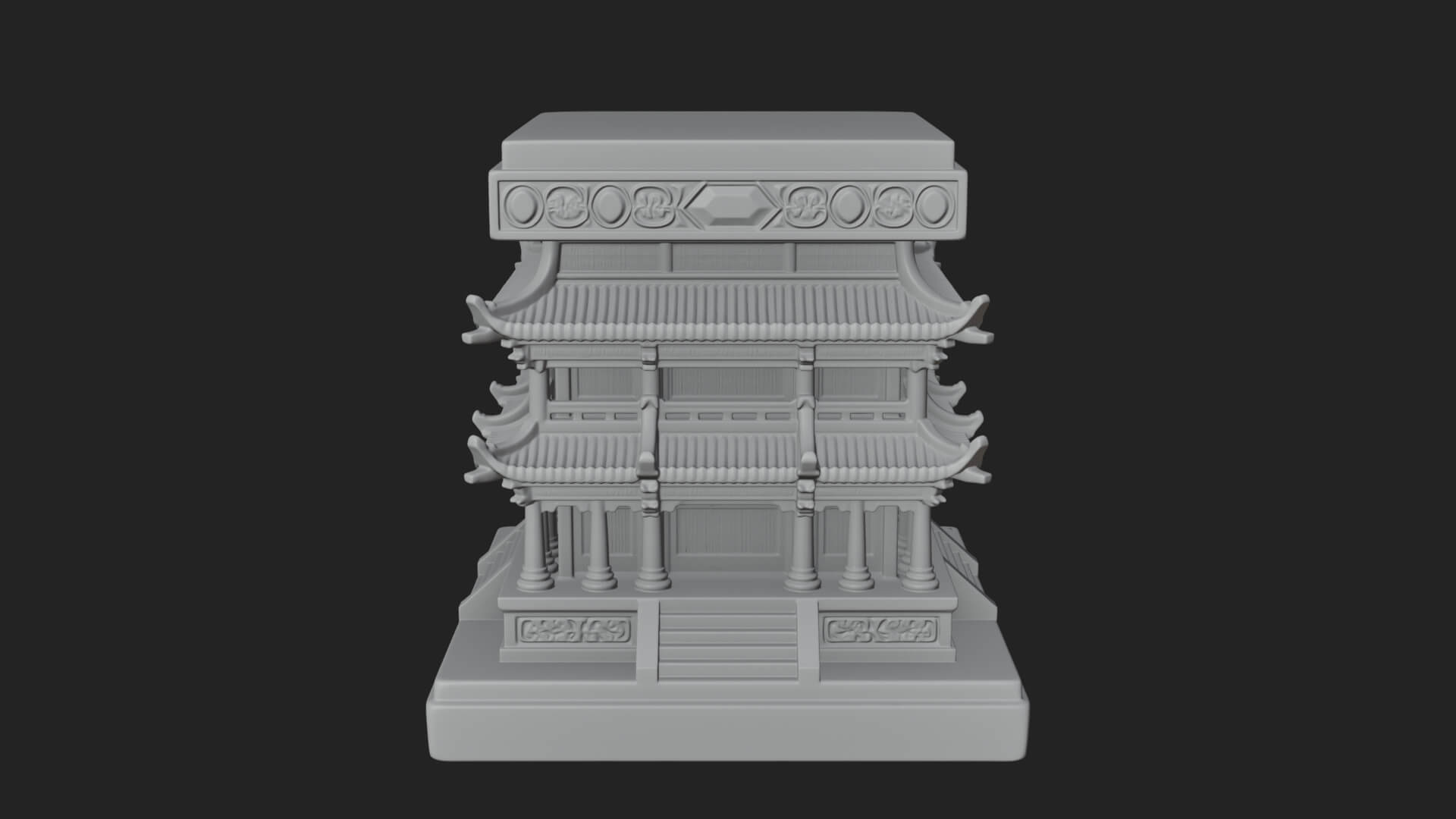 Tiered Pagoda Hall Temple Design 1 3D Print Model 3D Model