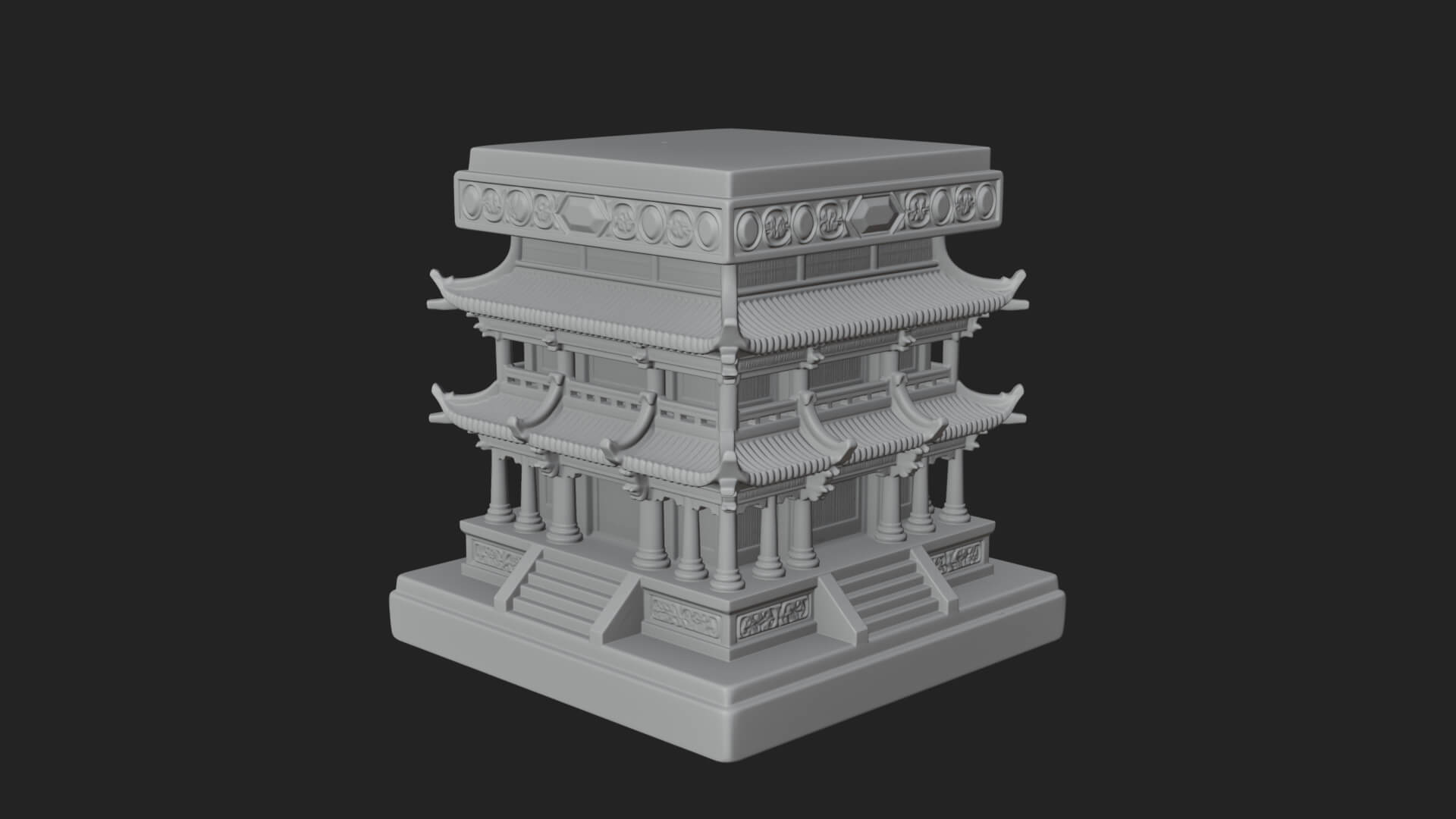 Tiered Pagoda Hall Temple Design 1 3D Print Model 3D Model