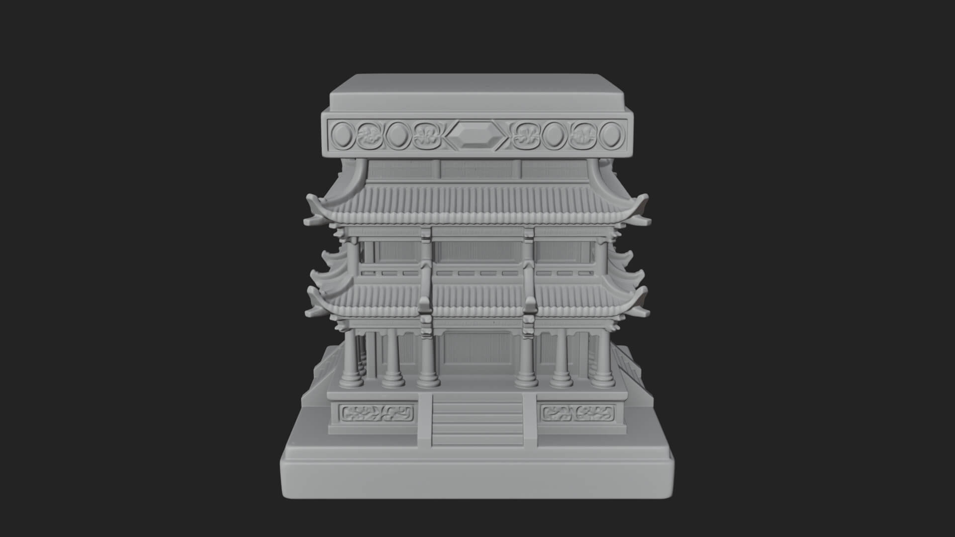 Tiered Pagoda Hall Temple Design 1 3D Print Model 3D Model