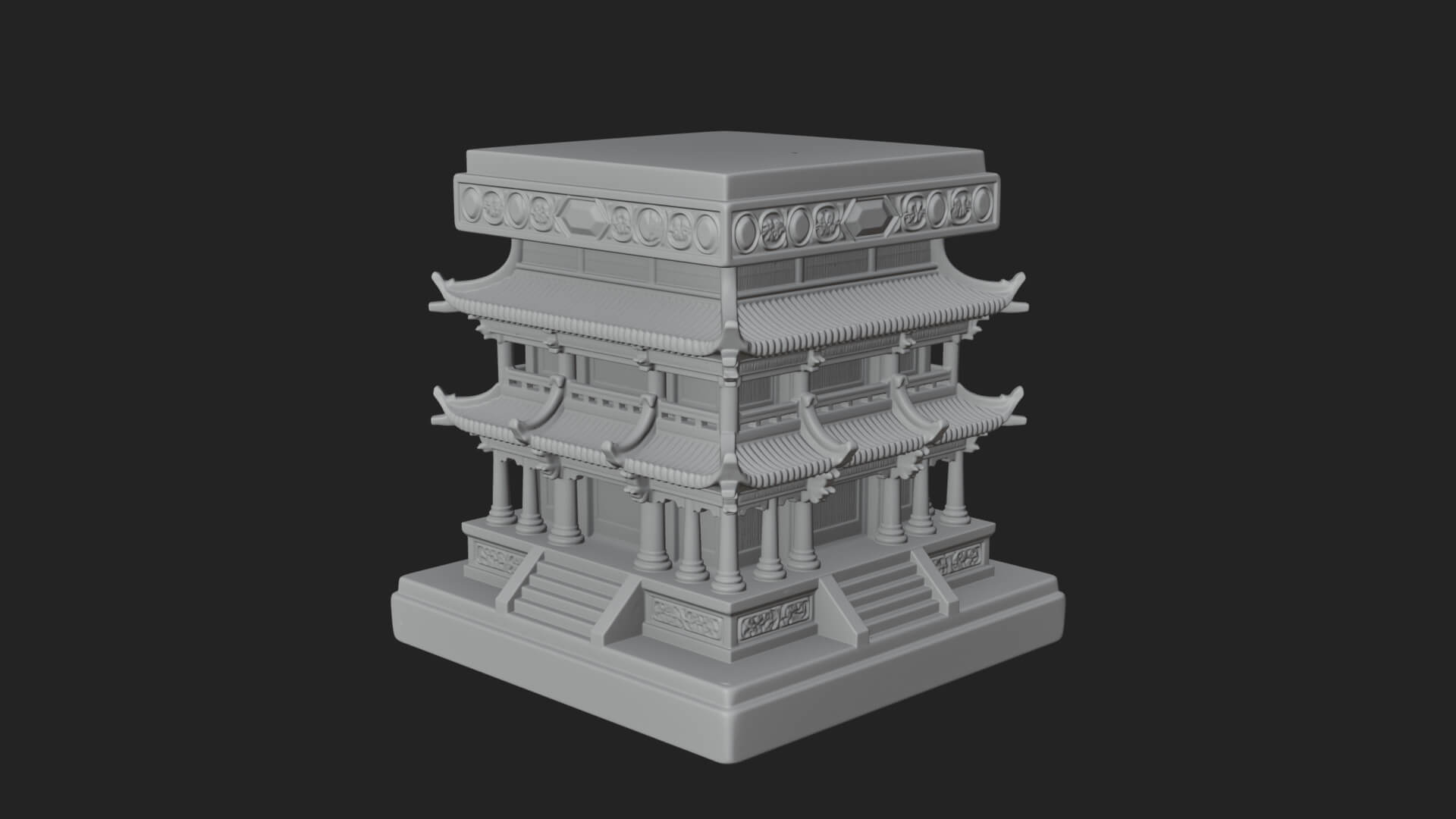 Tiered Pagoda Hall Temple Design 1 3D Print Model 3D Model