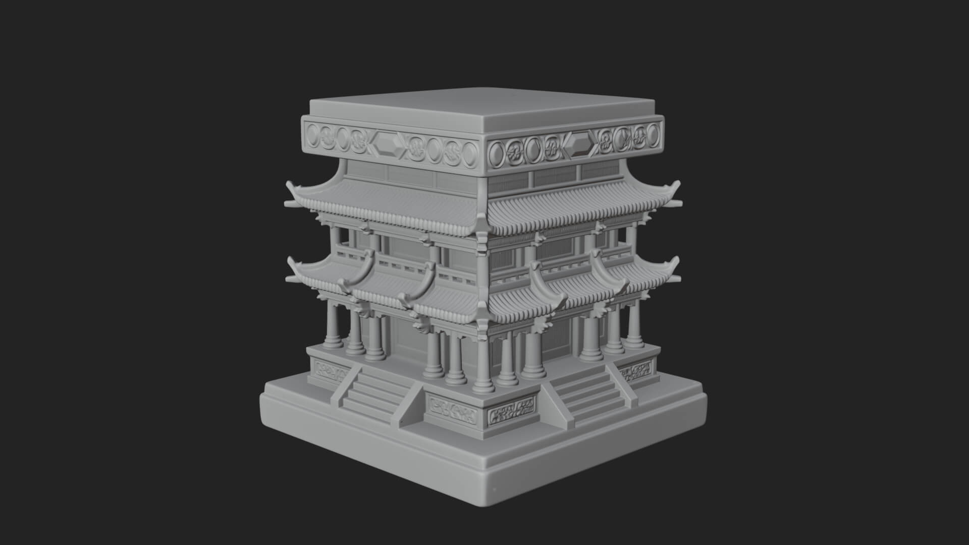 Tiered Pagoda Hall Temple Design 1 3D Print Model 3D Model
