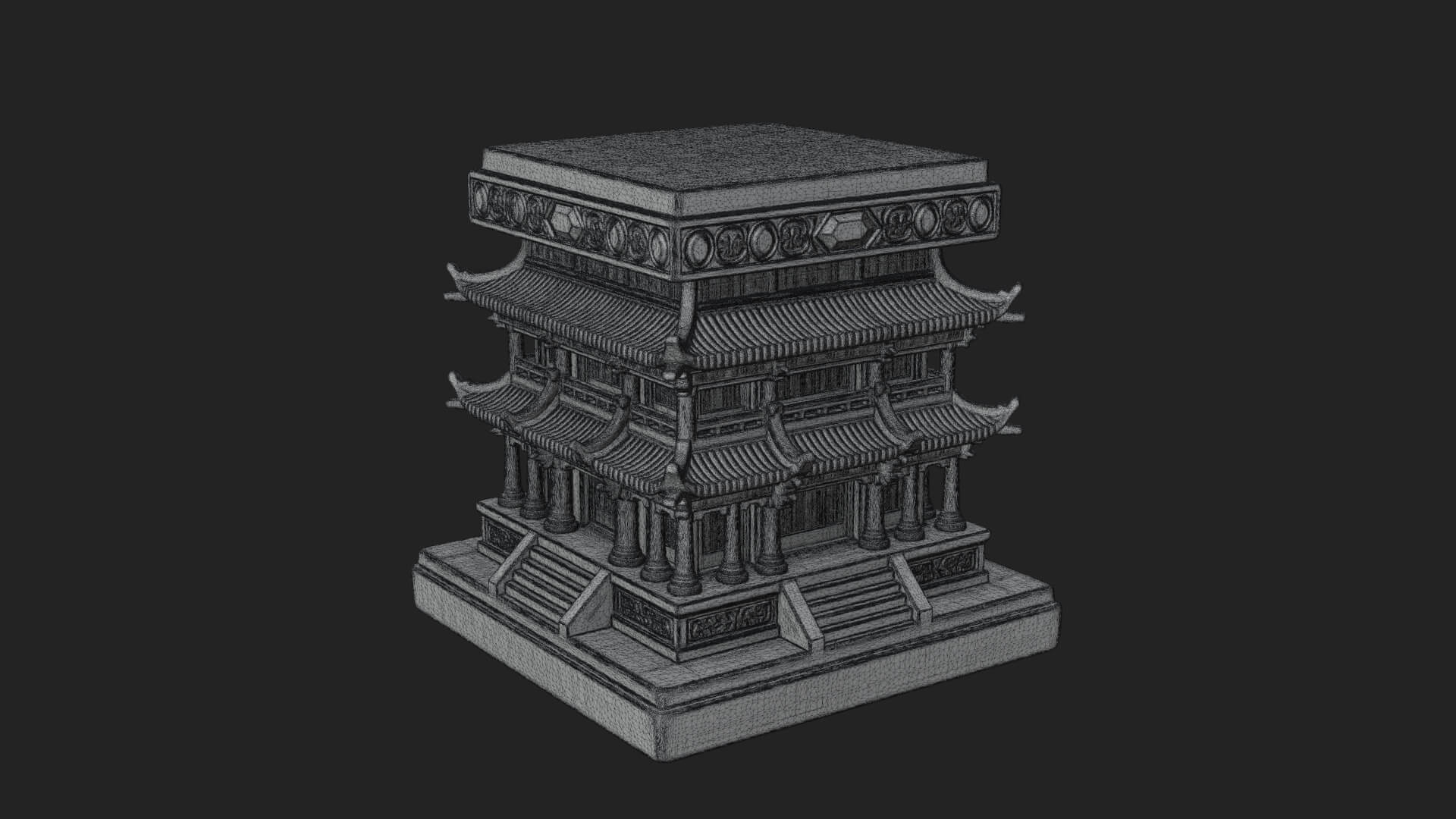 Tiered Pagoda Hall Temple Design 1 3D Print Model 3D Model