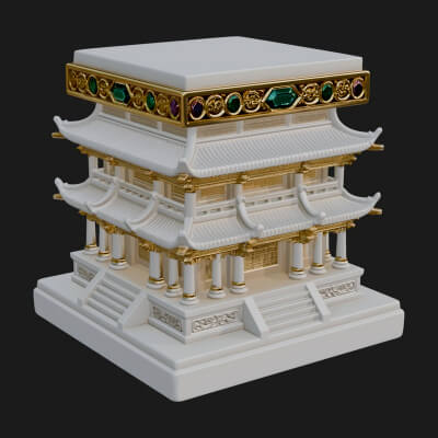 Tiered Pagoda Hall Temple Design 1 3D Print Model