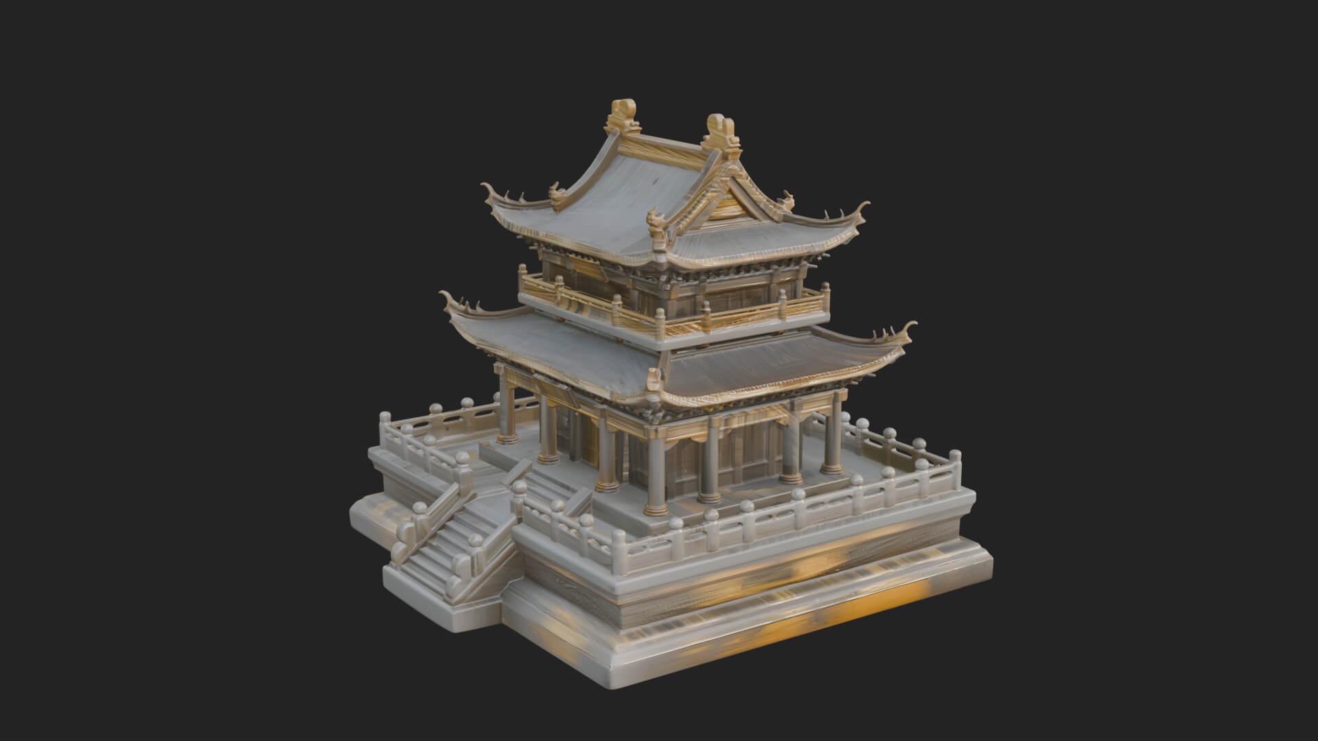 Tiered Pagoda Hall Temple Design 10 3D Print Model 3D Model