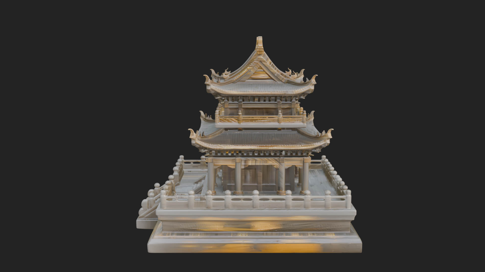 Tiered Pagoda Hall Temple Design 10 3D Print Model 3D Model