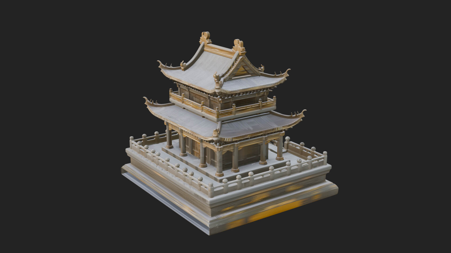 Tiered Pagoda Hall Temple Design 10 3D Print Model 3D Model