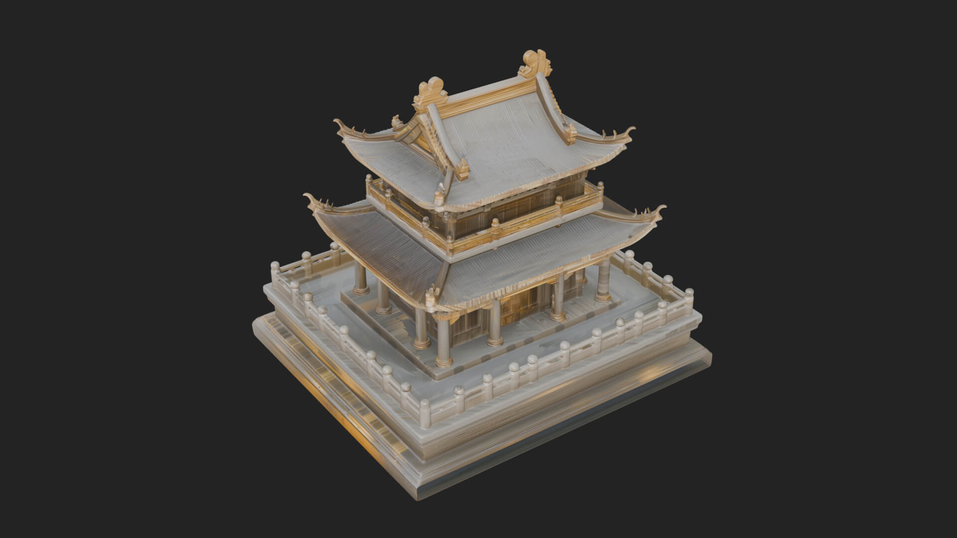 Tiered Pagoda Hall Temple Design 10 3D Print Model 3D Model