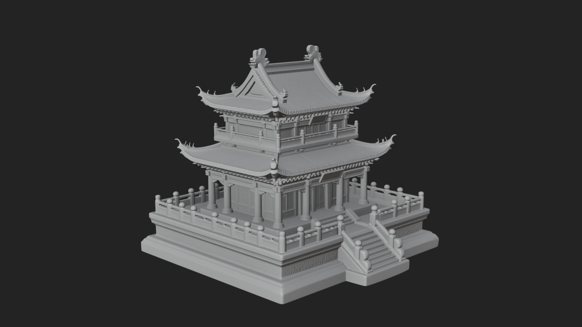 Tiered Pagoda Hall Temple Design 10 3D Print Model 3D Model