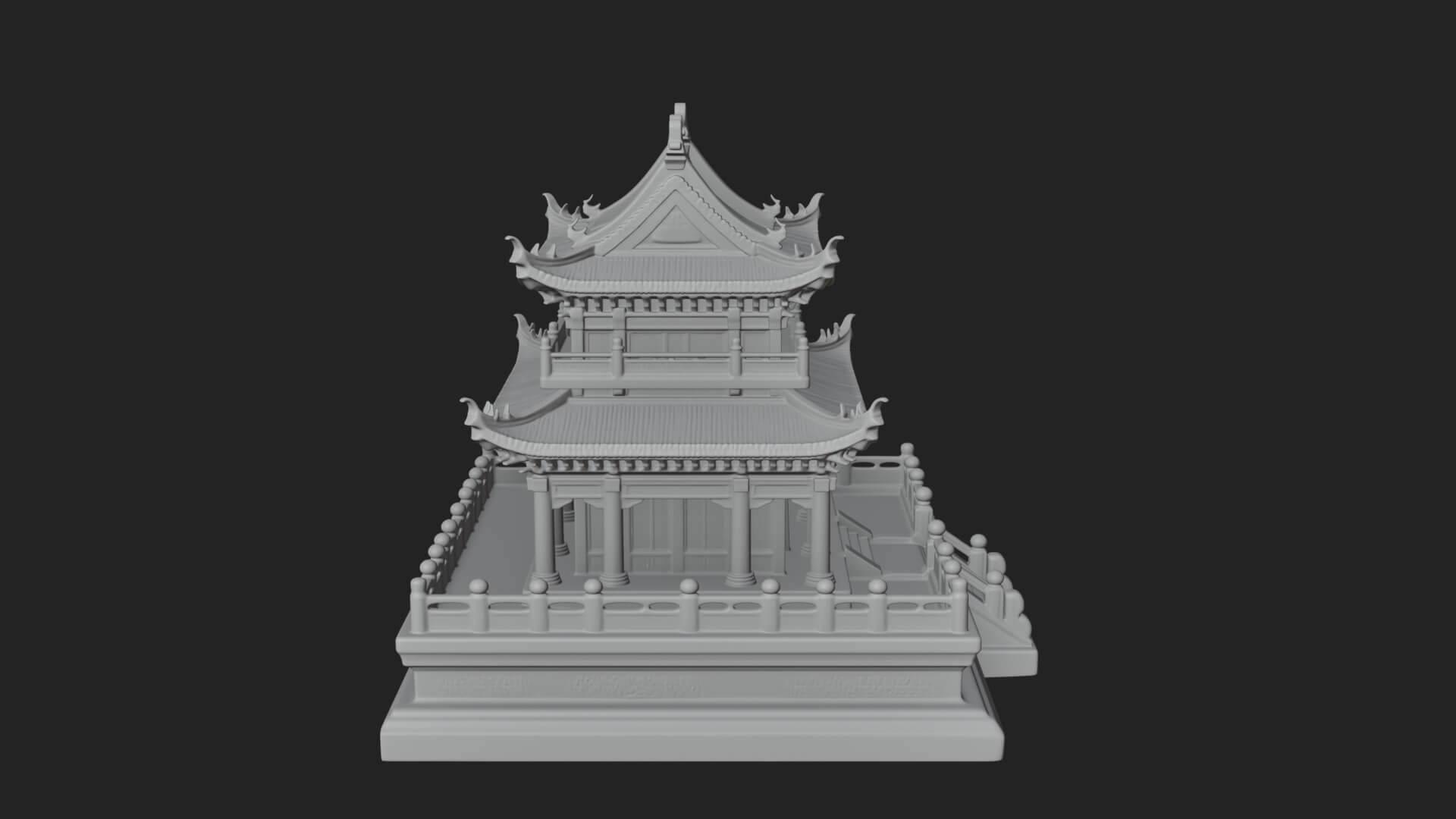 Tiered Pagoda Hall Temple Design 10 3D Print Model 3D Model