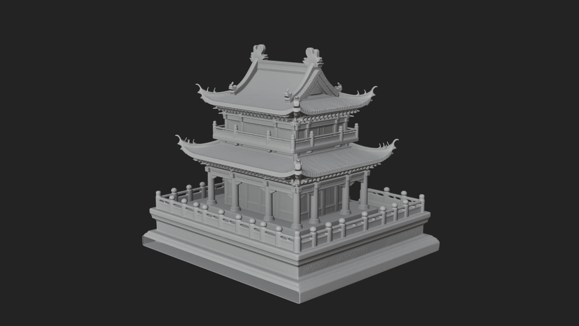 Tiered Pagoda Hall Temple Design 10 3D Print Model 3D Model