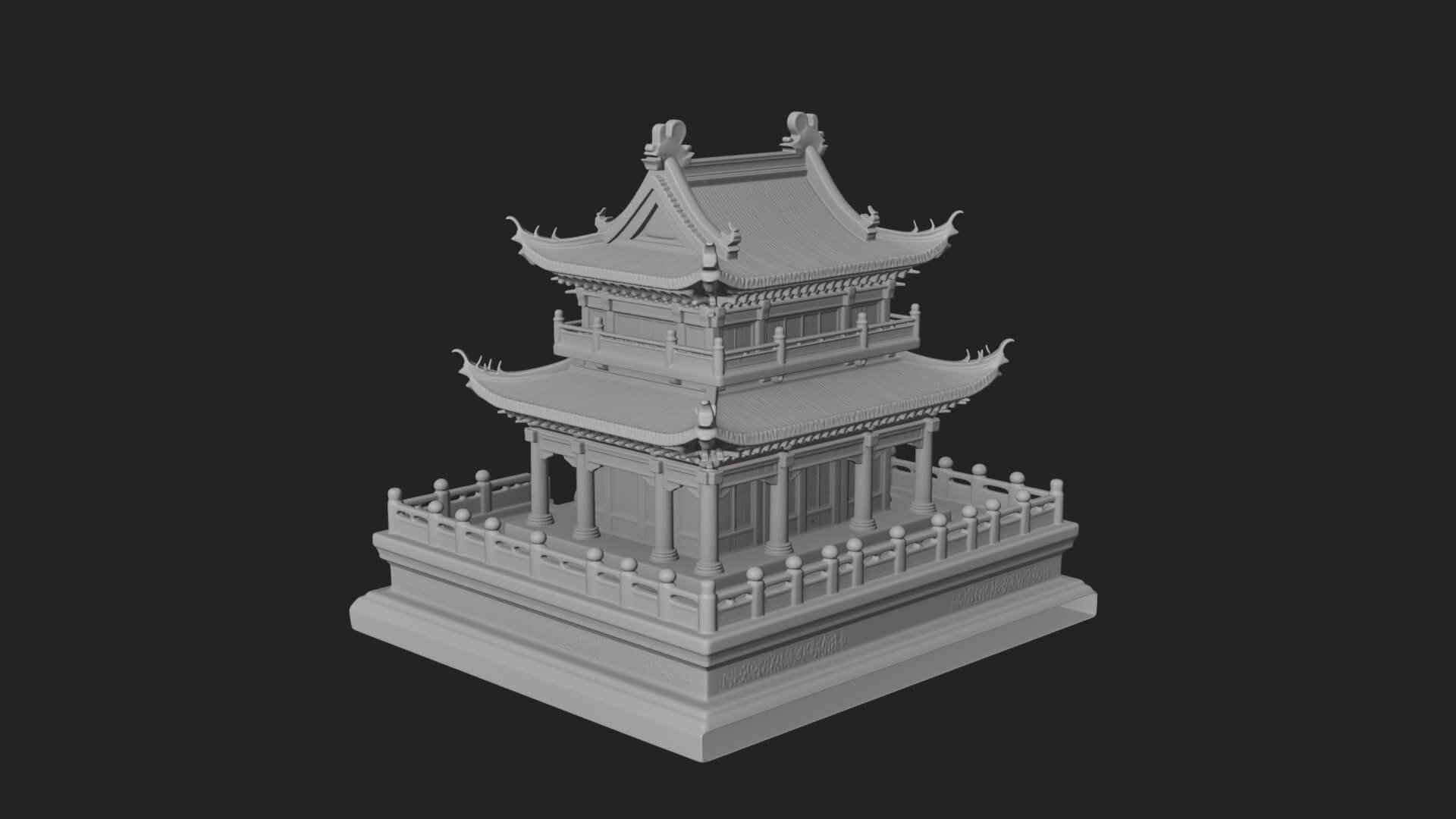 Tiered Pagoda Hall Temple Design 10 3D Print Model 3D Model