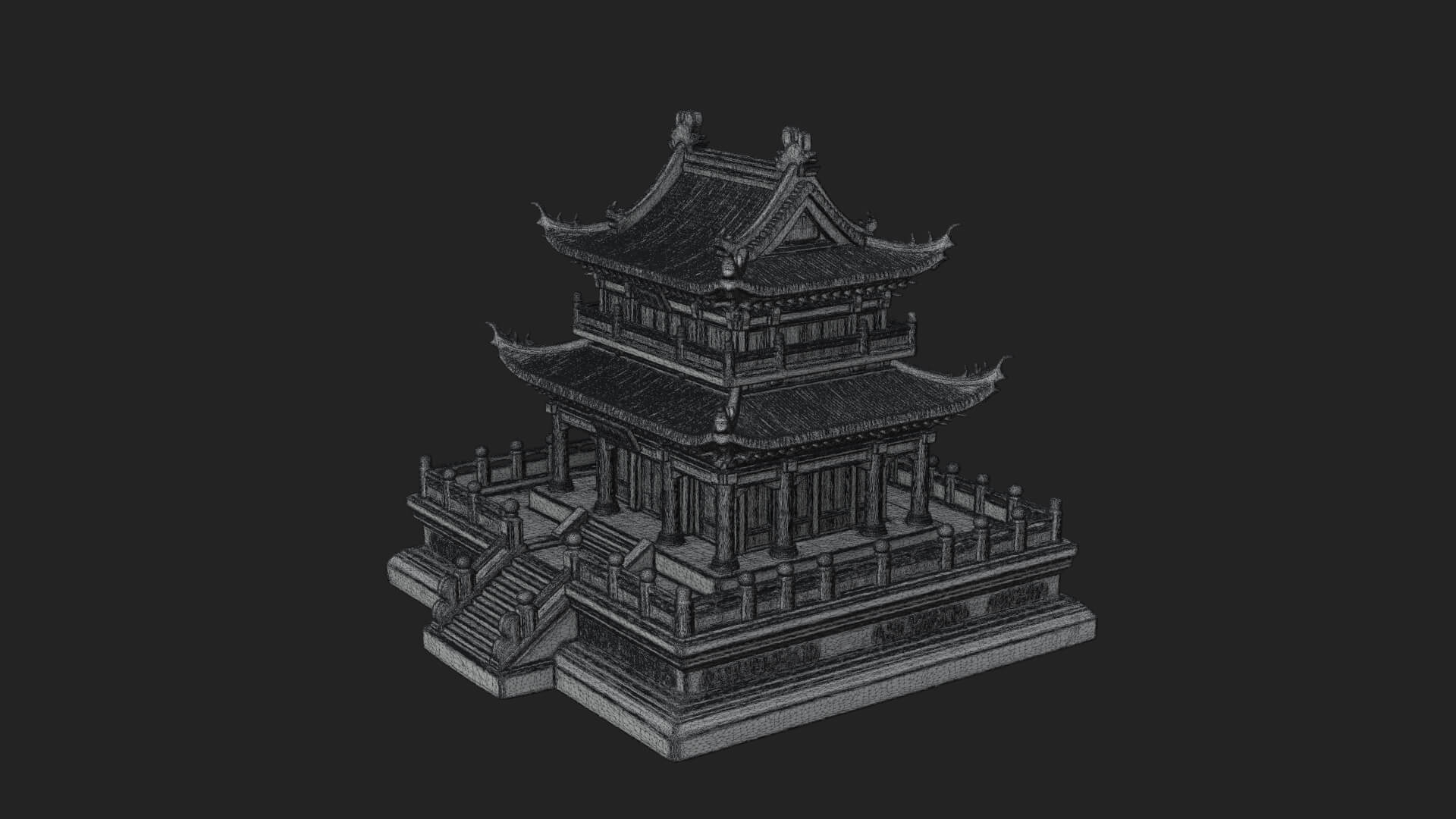 Tiered Pagoda Hall Temple Design 10 3D Print Model 3D Model