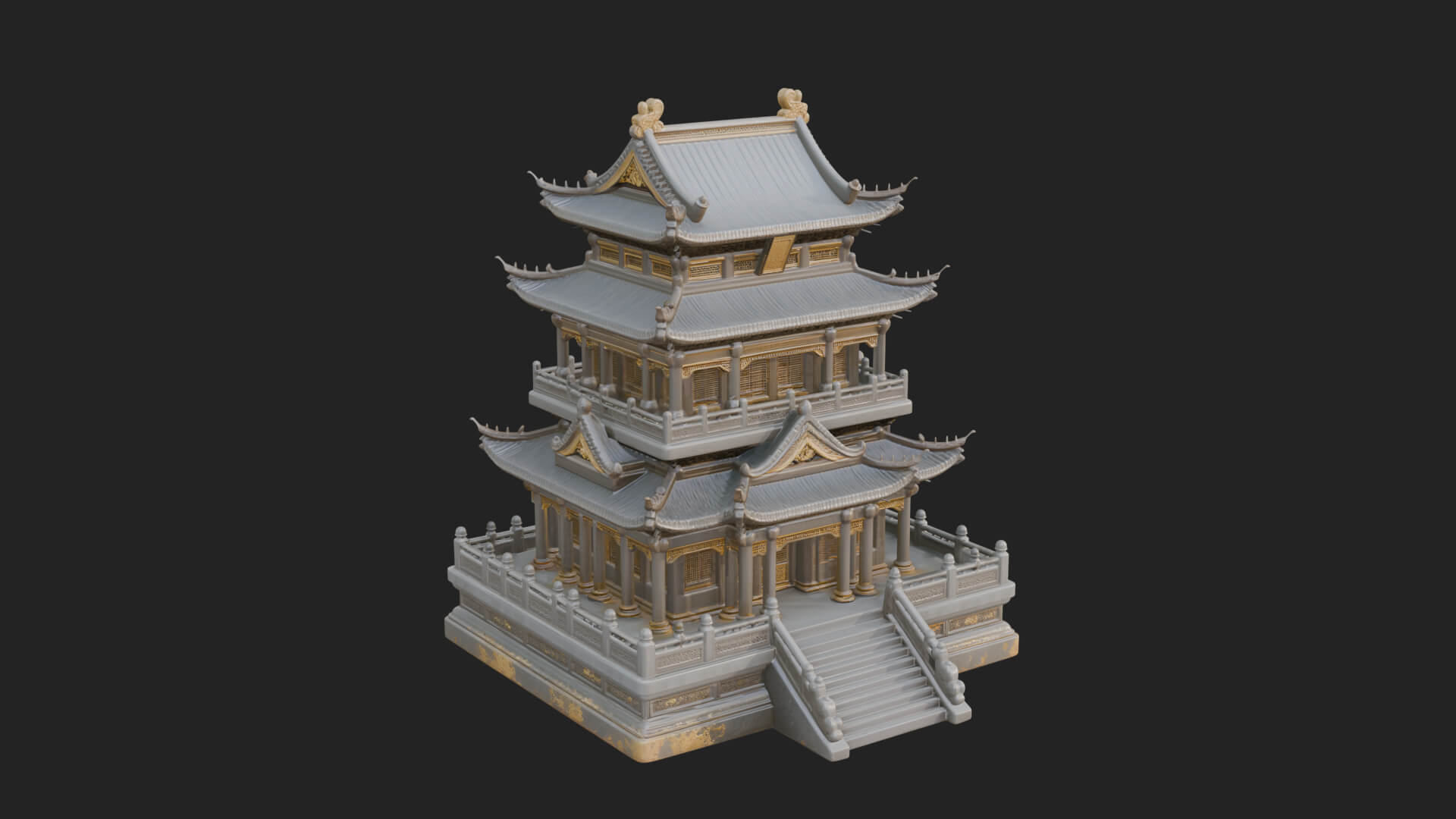 Tiered Pagoda Hall Temple Design 11 3D Print Model 3D Model