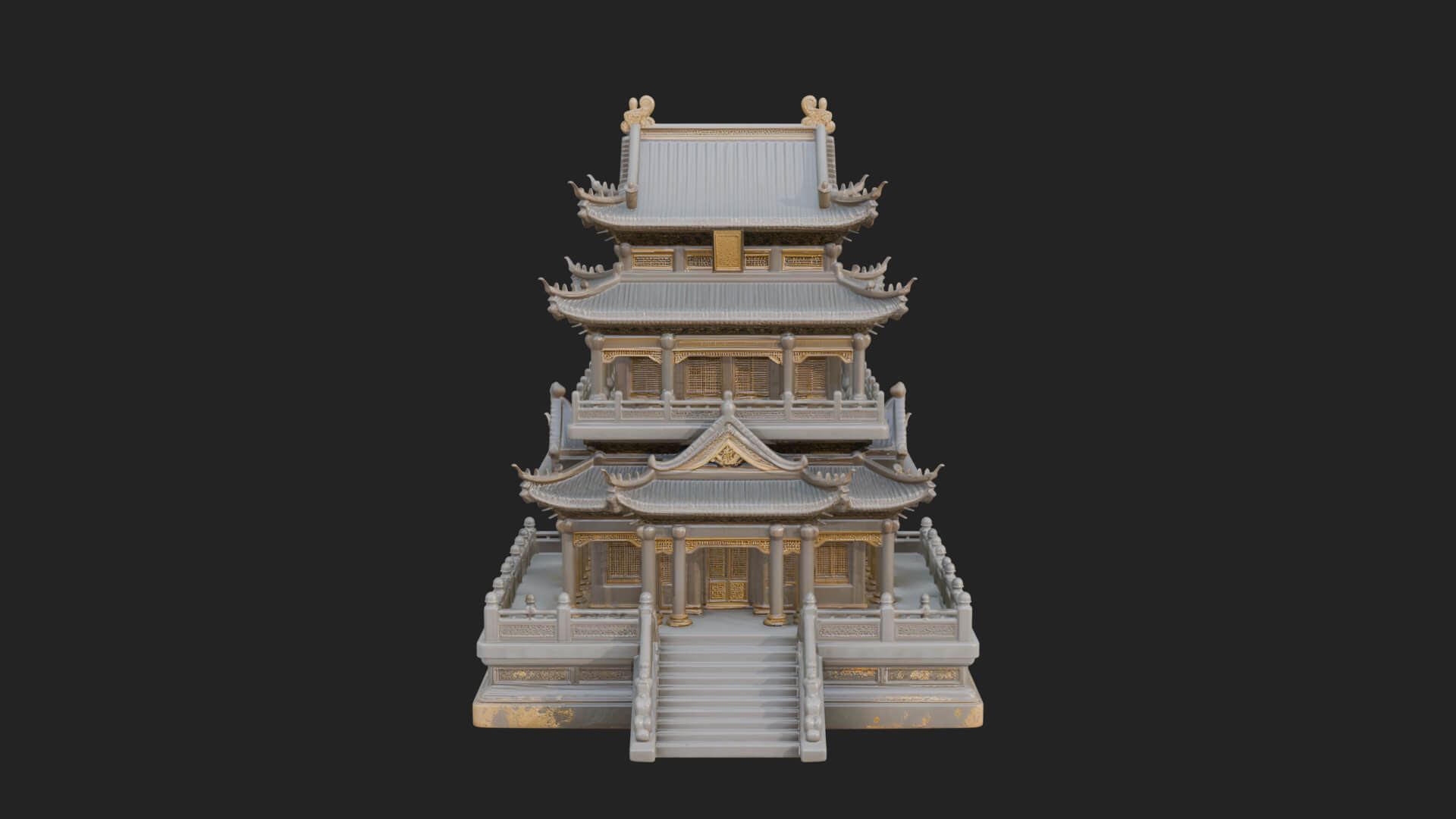 Tiered Pagoda Hall Temple Design 11 3D Print Model 3D Model