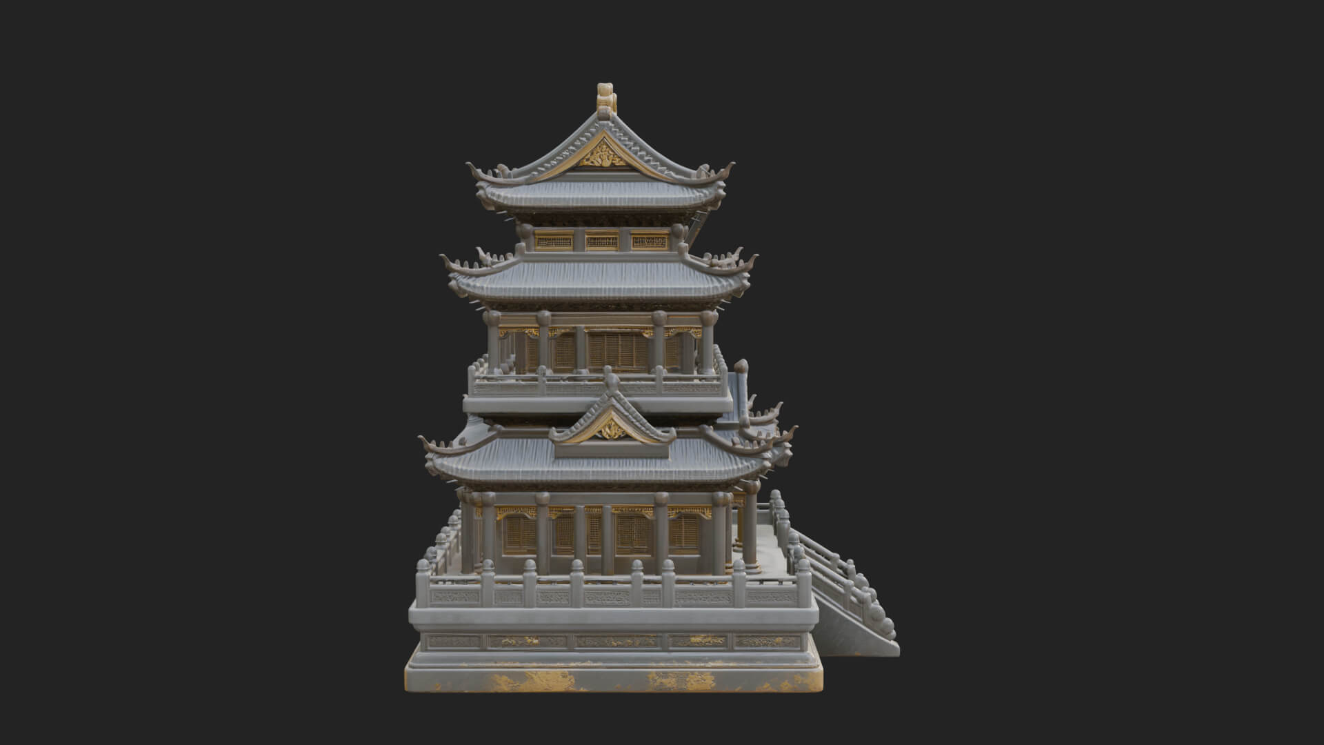 Tiered Pagoda Hall Temple Design 11 3D Print Model 3D Model