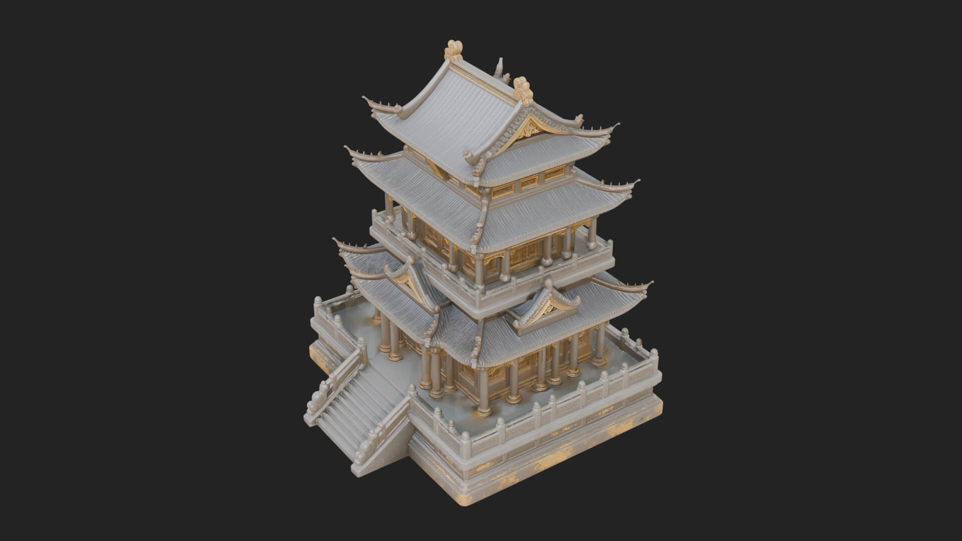Tiered Pagoda Hall Temple Design 11 3D Print Model 3D Model