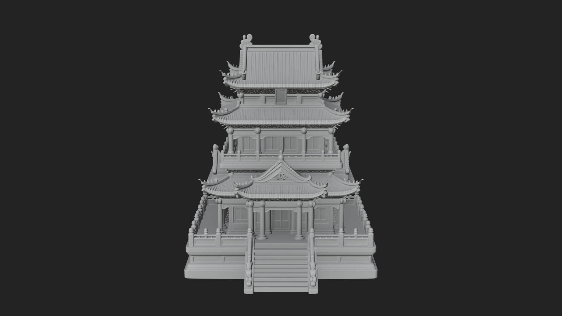 Tiered Pagoda Hall Temple Design 11 3D Print Model 3D Model