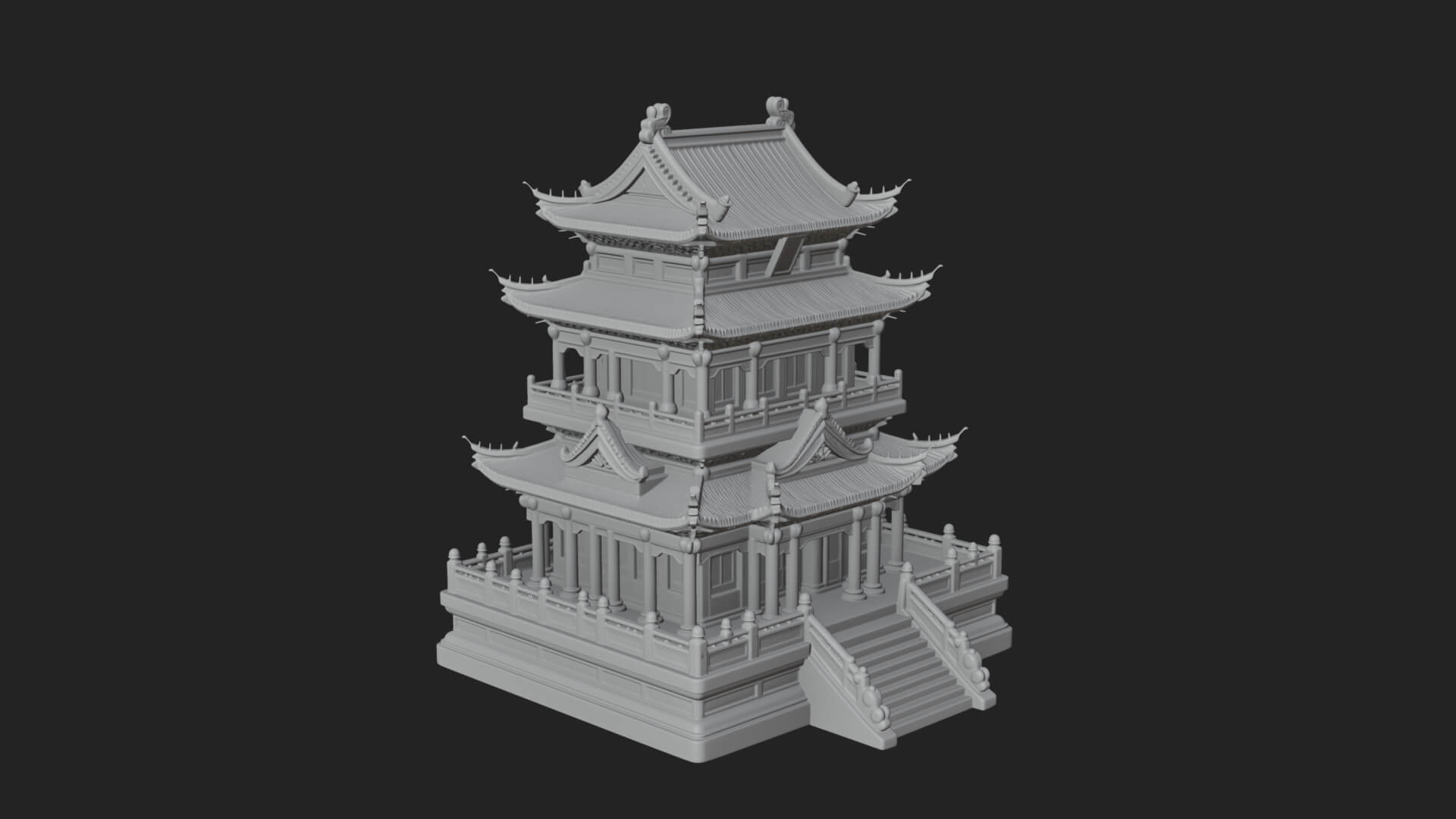 Tiered Pagoda Hall Temple Design 11 3D Print Model 3D Model