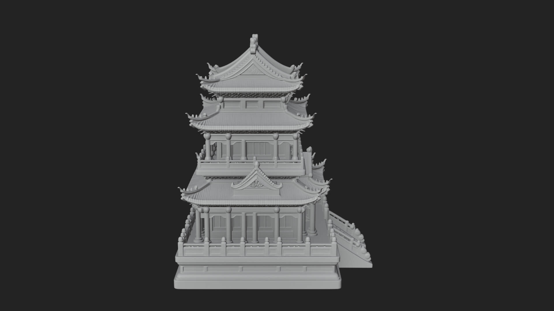 Tiered Pagoda Hall Temple Design 11 3D Print Model 3D Model