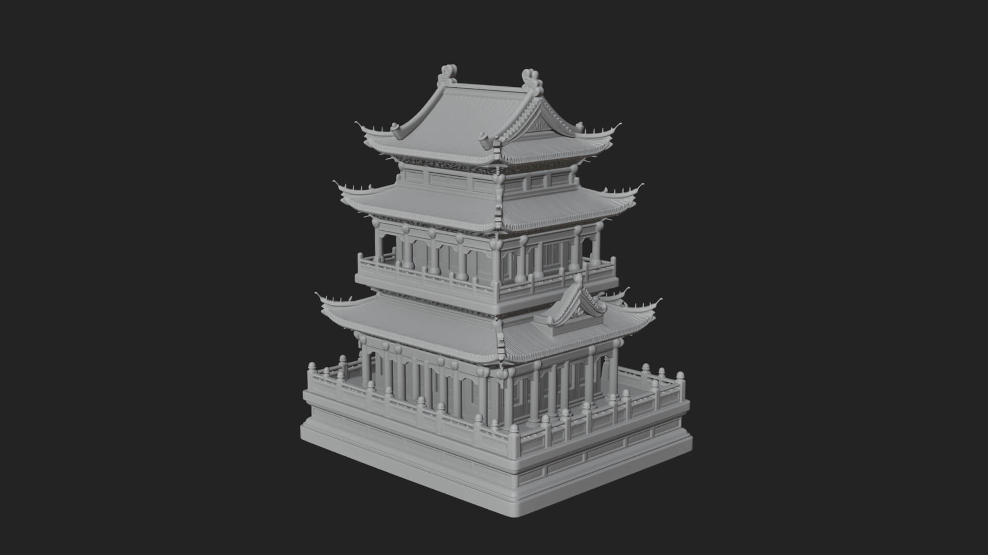 Tiered Pagoda Hall Temple Design 11 3D Print Model 3D Model