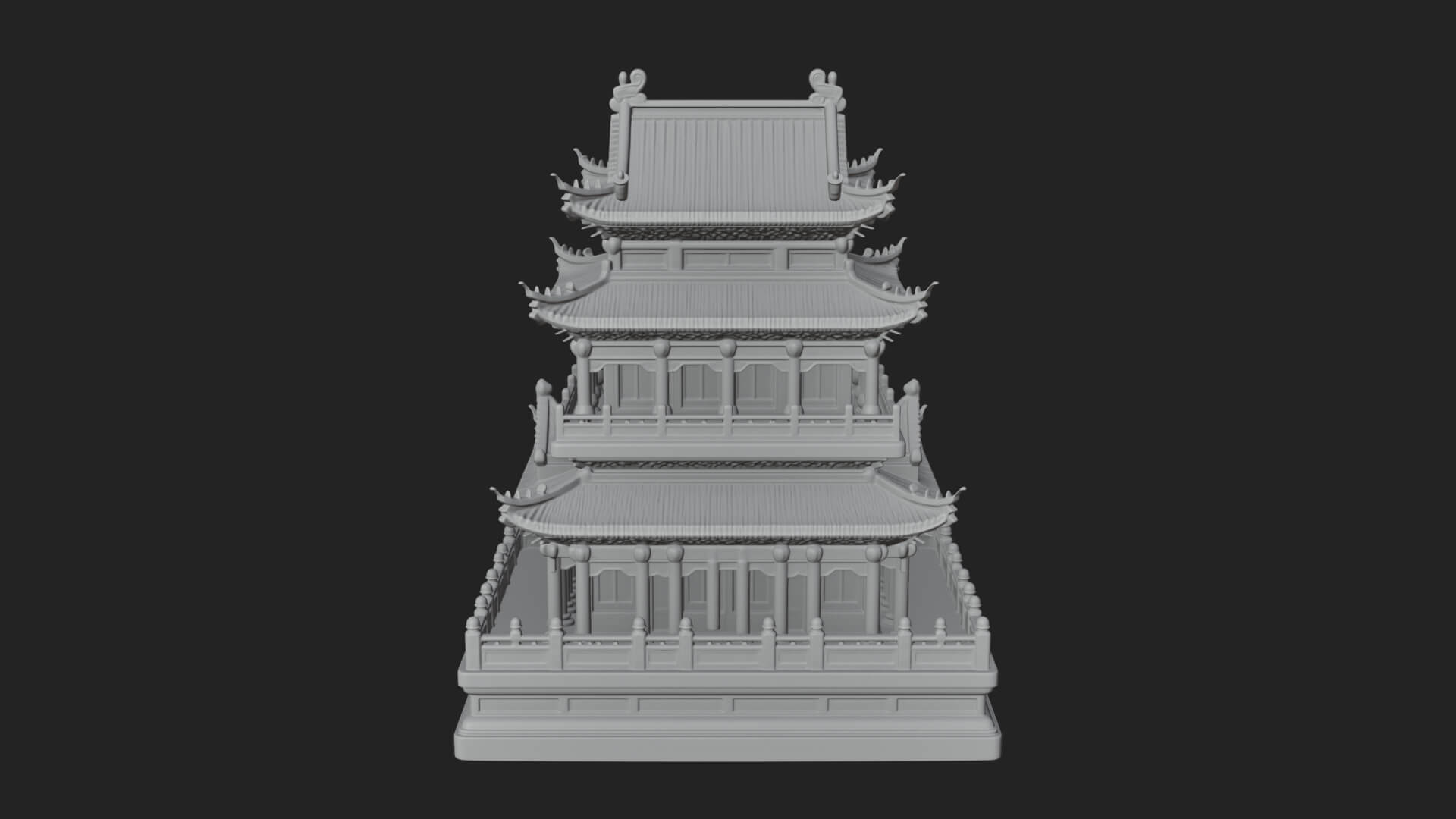 Tiered Pagoda Hall Temple Design 11 3D Print Model 3D Model