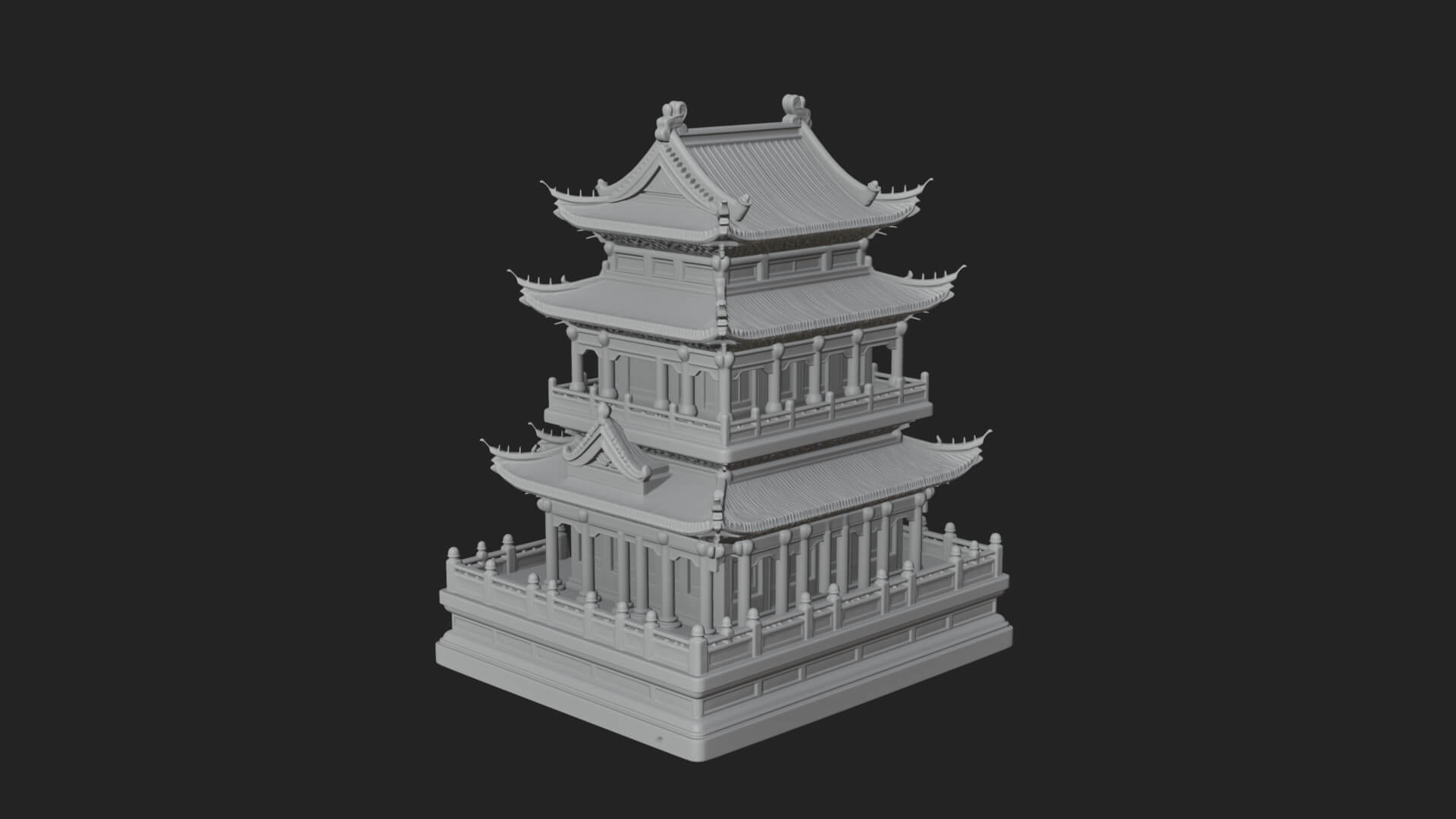 Tiered Pagoda Hall Temple Design 11 3D Print Model 3D Model