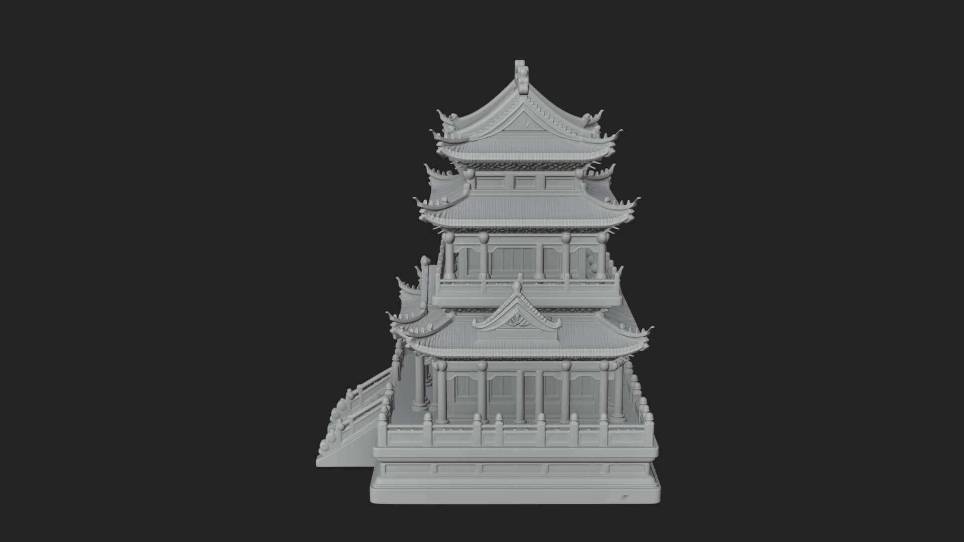 Tiered Pagoda Hall Temple Design 11 3D Print Model 3D Model