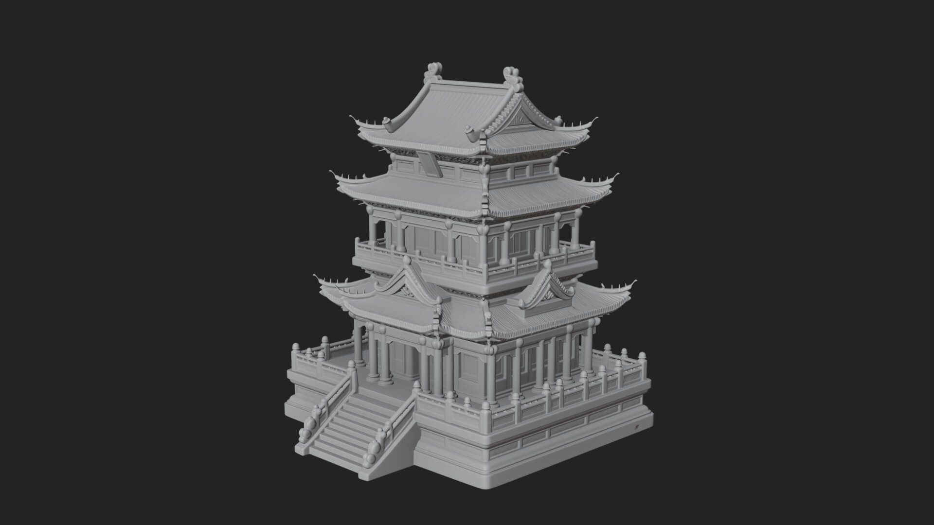 Tiered Pagoda Hall Temple Design 11 3D Print Model 3D Model