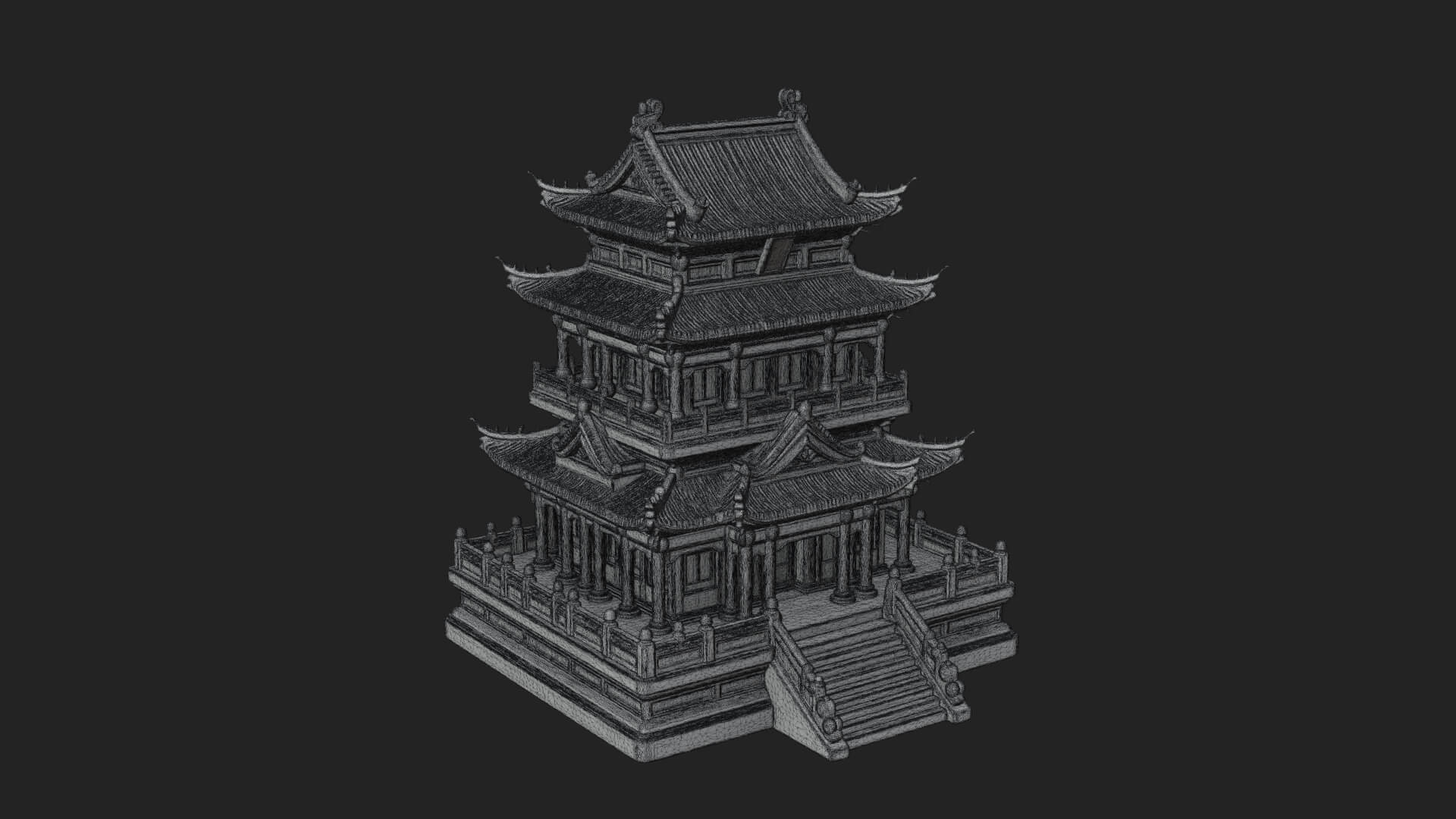 Tiered Pagoda Hall Temple Design 11 3D Print Model 3D Model