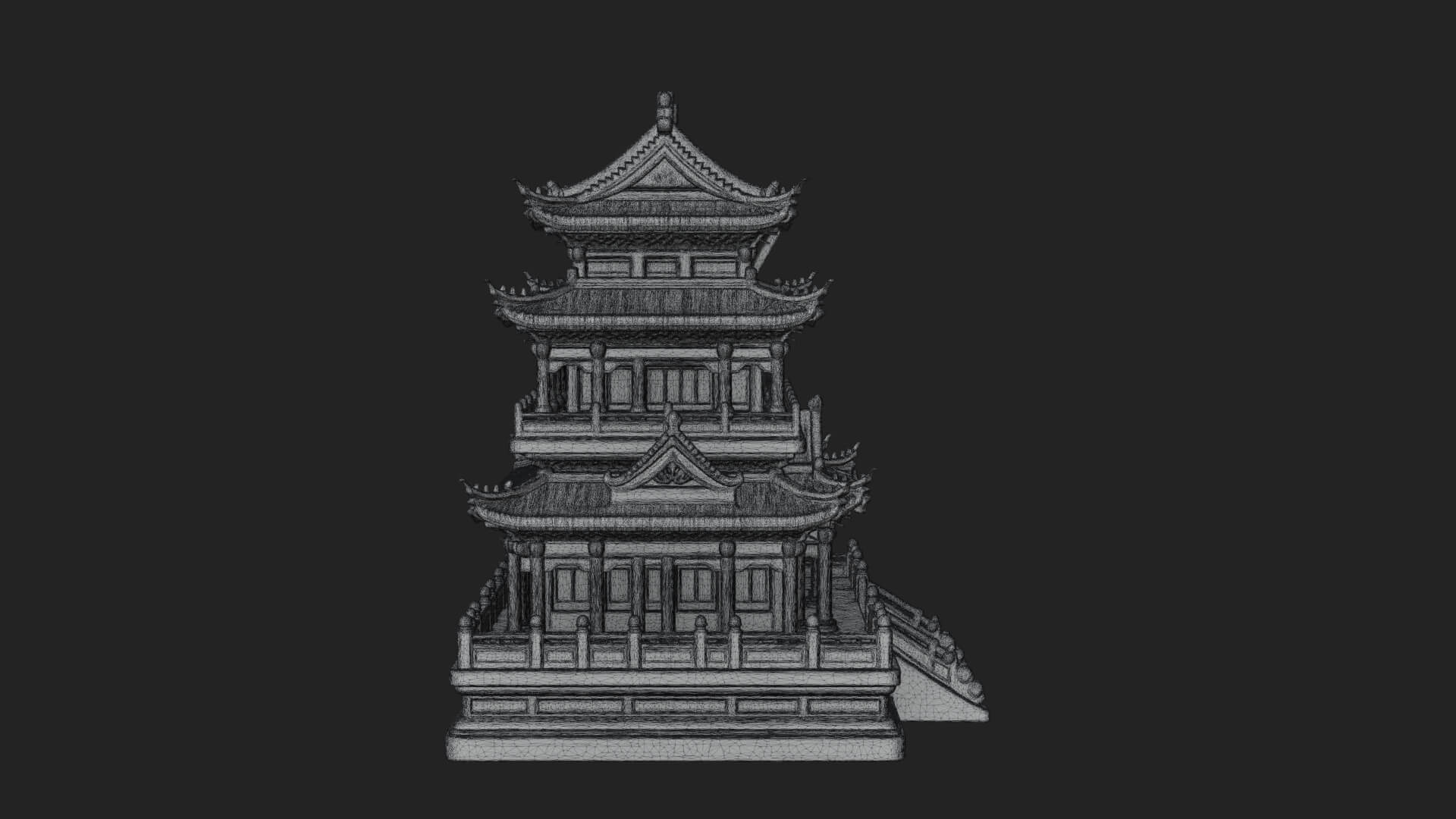 Tiered Pagoda Hall Temple Design 11 3D Print Model 3D Model