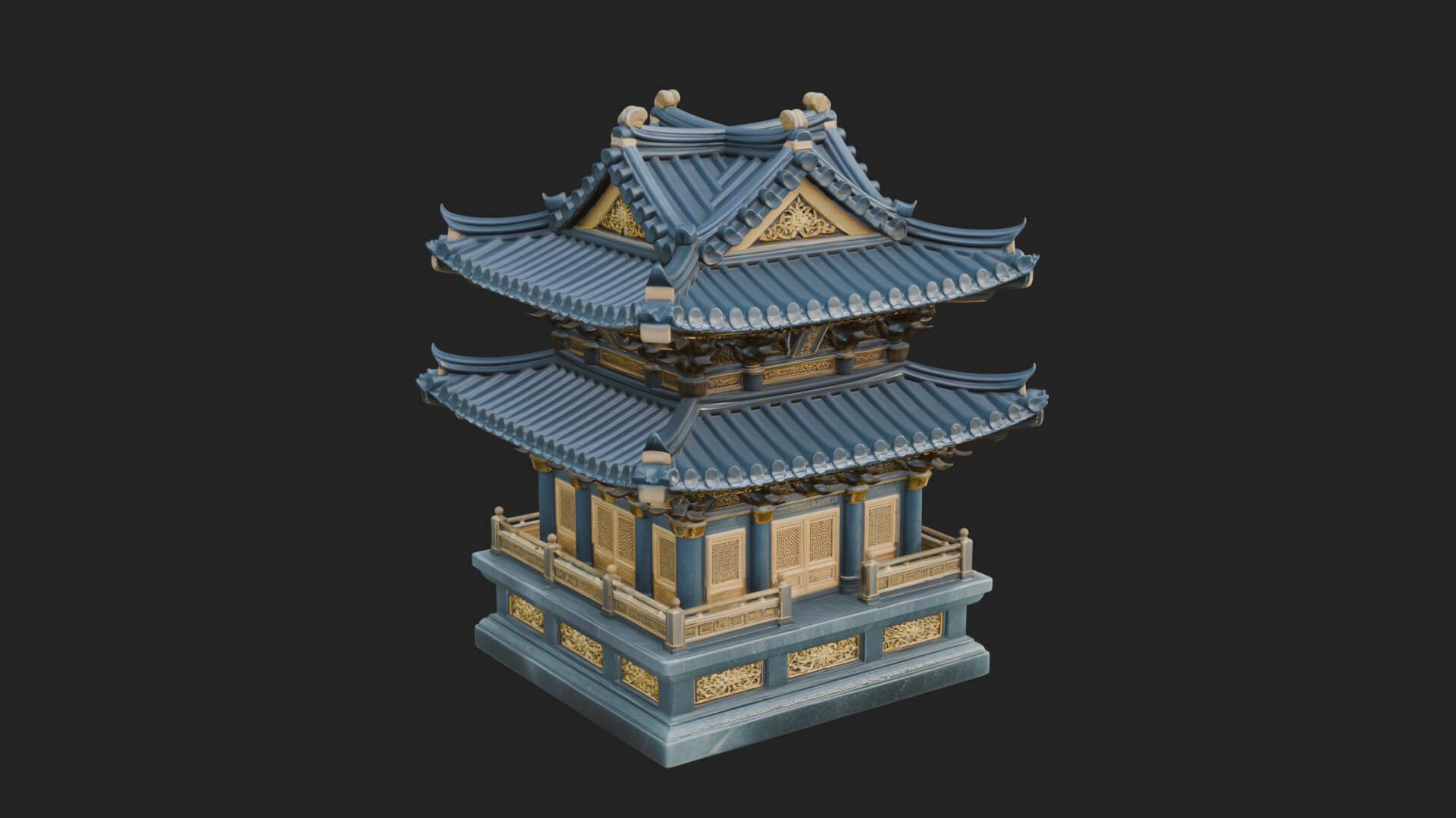 Tiered Pagoda Hall Temple Design 12 3D Print Model 3D Model