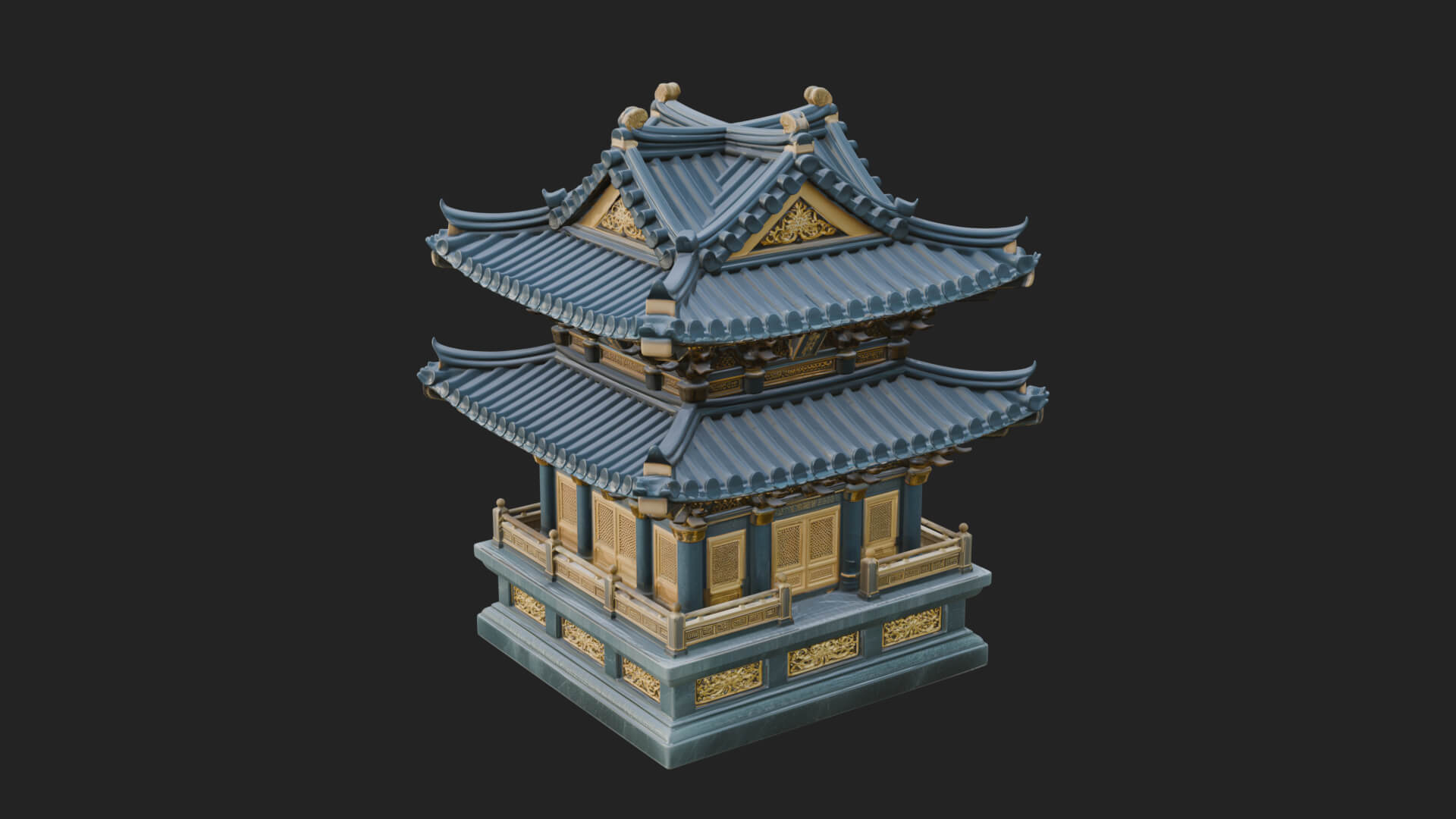 Tiered Pagoda Hall Temple Design 12 3D Print Model 3D Model
