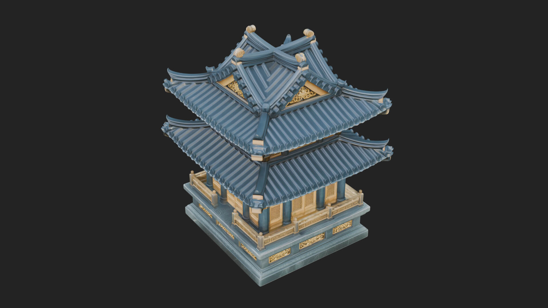 Tiered Pagoda Hall Temple Design 12 3D Print Model 3D Model