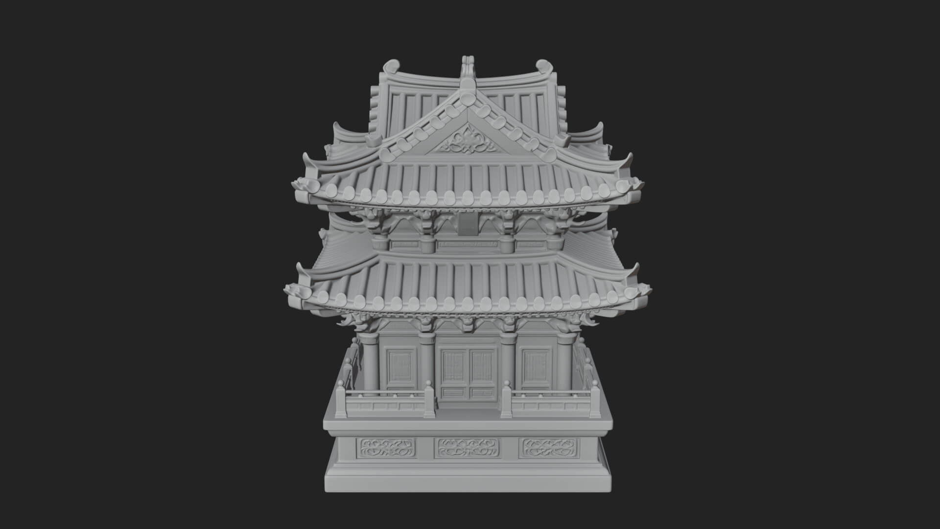 Tiered Pagoda Hall Temple Design 12 3D Print Model 3D Model